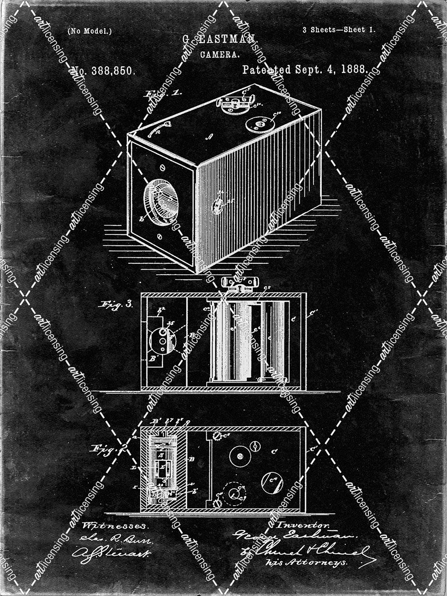 PP126- Black Grunge Eastman Kodak Camera Patent Poster