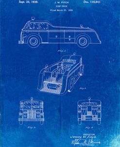 PP128- Faded Blueprint Firetruck 1939 Patent Poster