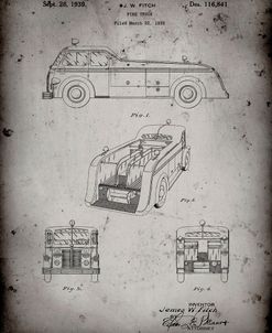 PP128- Faded Grey Firetruck 1939 Patent Poster
