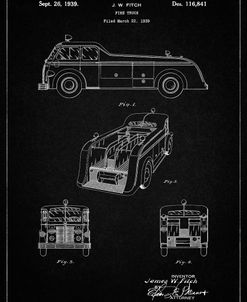 PP128- Vintage Black Firetruck 1939 Patent Poster