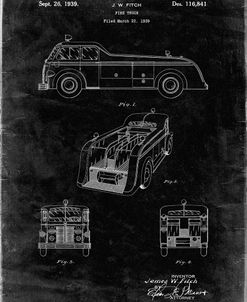 PP128- Black Grunge Firetruck 1939 Patent Poster