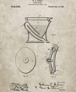 PP129- Sandstone Siphoning Water Closet 1909 Patent Poster