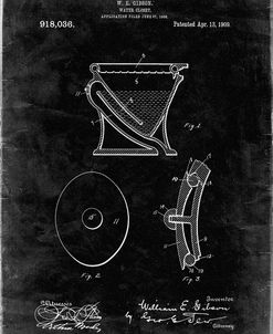 PP129- Black Grunge Siphoning Water Closet 1909 Patent Poster