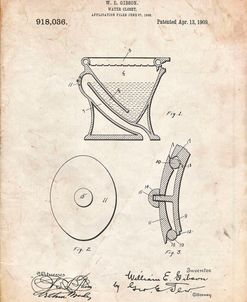 PP129- Vintage Parchment Siphoning Water Closet 1909 Patent Poster