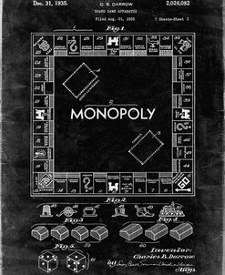 PP131- Black Grunge Monopoly Patent Poster