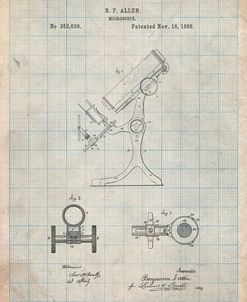 PP132- Antique Grid Parchment Antique Microscope Patent Poster