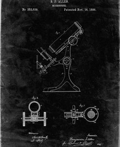 PP132- Black Grunge Antique Microscope Patent Poster