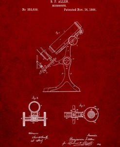 PP132- Burgundy Antique Microscope Patent Poster