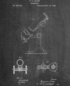 PP132- Chalkboard Antique Microscope Patent Poster
