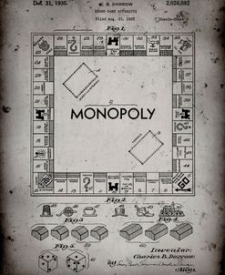 PP131- Faded Grey Monopoly Patent Poster