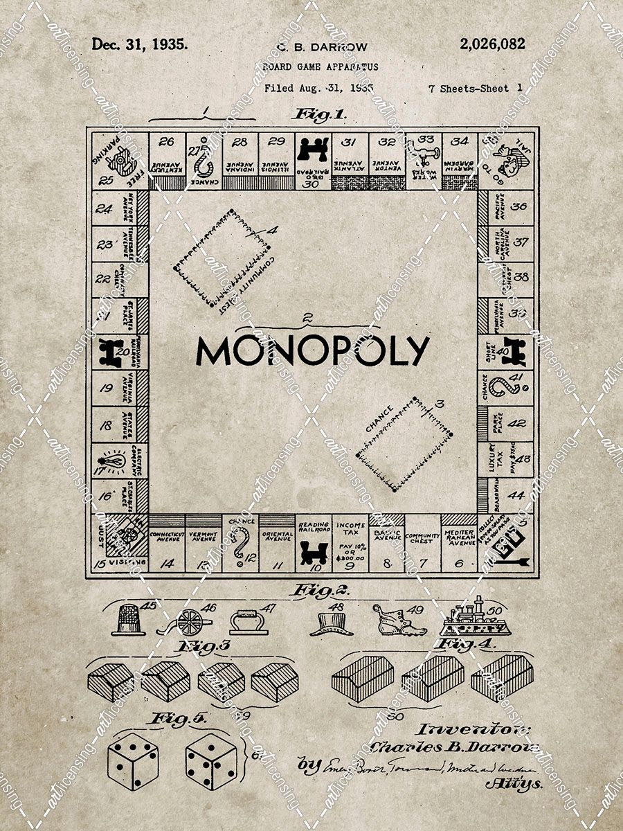 PP131- Sandstone Monopoly Patent Poster