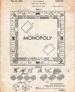 PP131- Vintage Parchment Monopoly Patent Poster