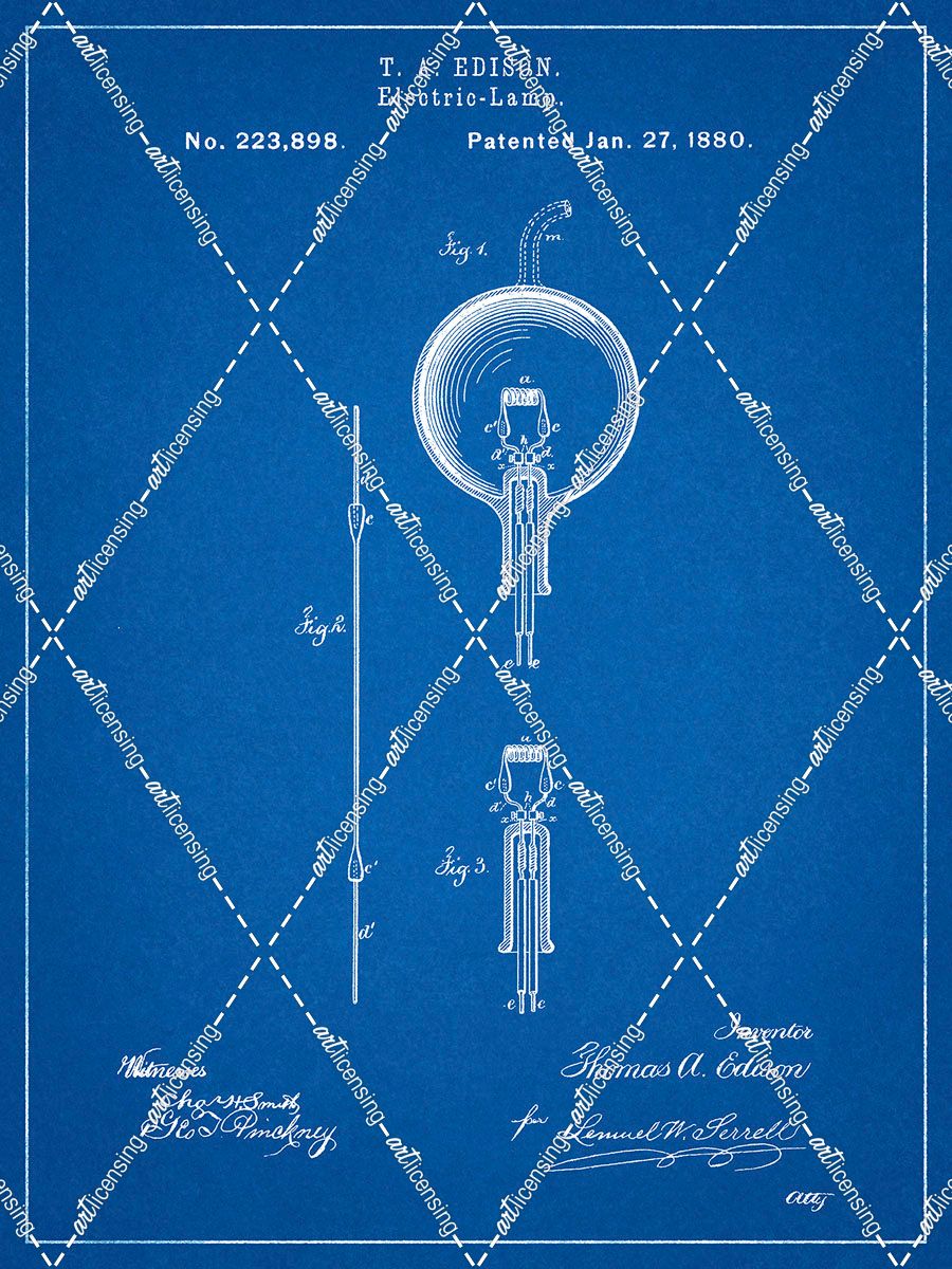 PP133- Blueprint Thomas Edison Light Bulb Poster