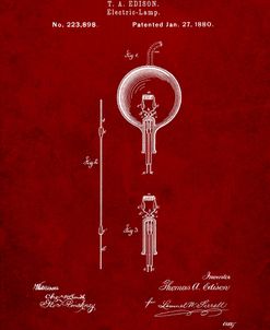 PP133- Burgundy Thomas Edison Light Bulb Poster