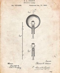 PP133- Vintage Parchment Thomas Edison Light Bulb Poster