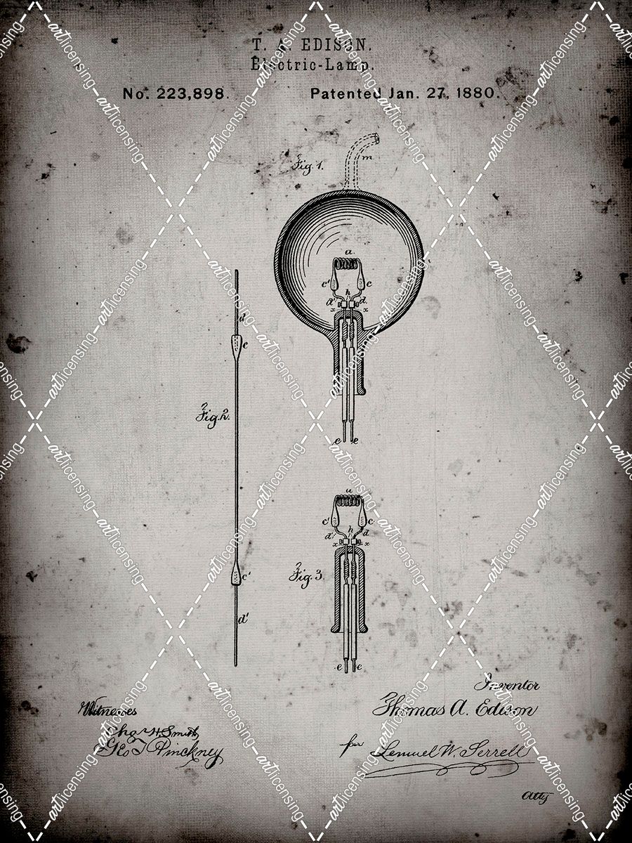 PP133- Faded Grey Thomas Edison Light Bulb Poster
