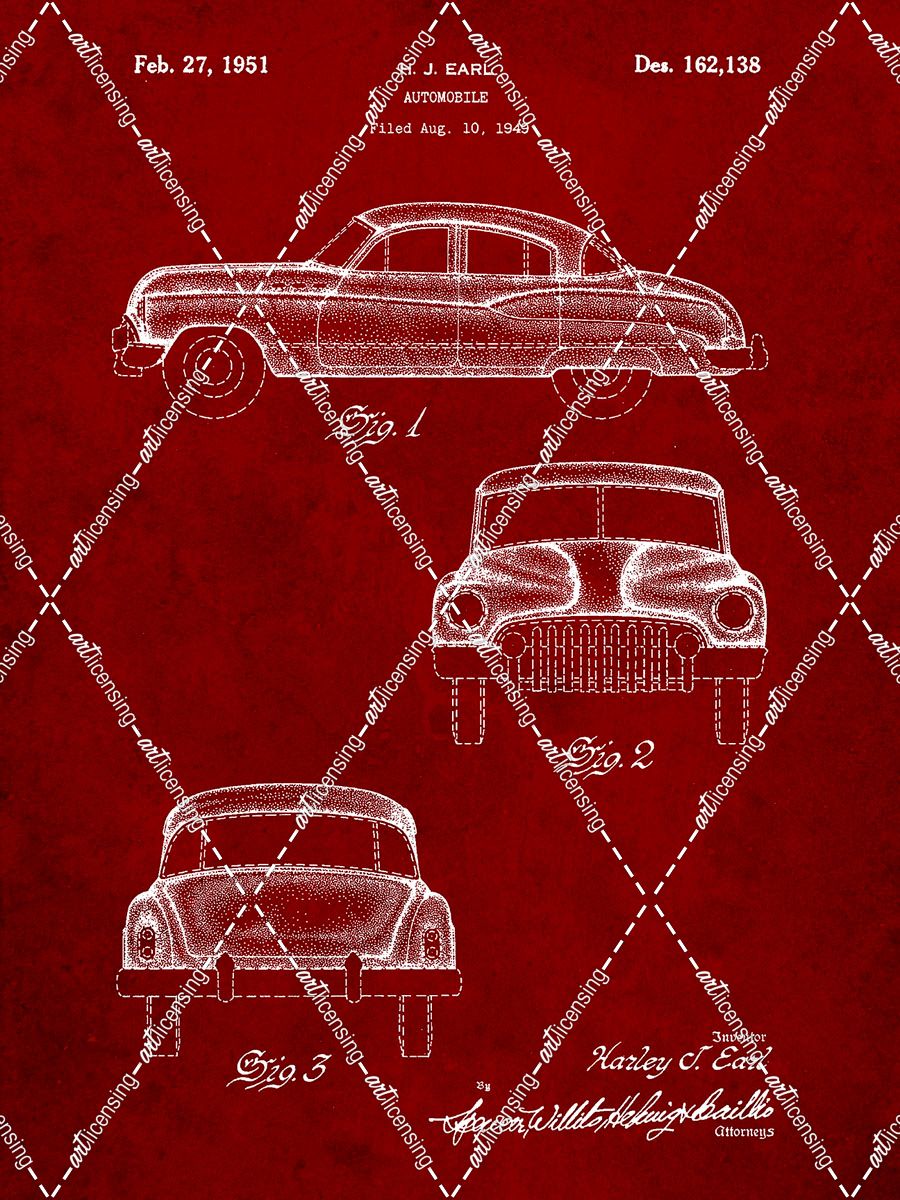 PP134- Burgundy Buick Super 1949 Car Patent Poster