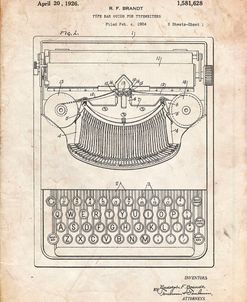 PP135- Vintage Parchment Dayton Portable Typewriter Patent Poster