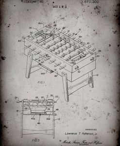 PP136- Faded Grey Foosball Game Patent Poster
