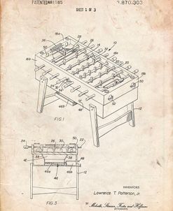 PP136- Vintage Parchment Foosball Game Patent Poster