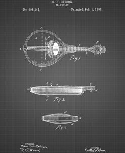 PP137- Black Grid Gibson Mandolin A – Model Patent Poster