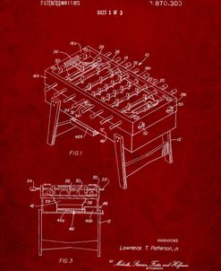 PP136- Burgundy Foosball Game Patent Poster
