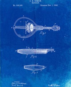 PP137- Faded Blueprint Gibson Mandolin A – Model Patent Poster