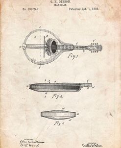 PP137- Vintage Parchment Gibson Mandolin A – Model Patent Poster