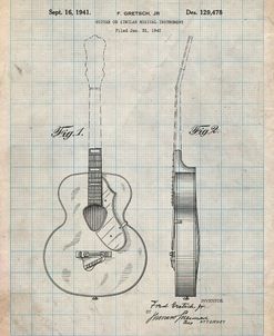 PP138- Antique Grid Parchment Gretsch 6022 Rancher Guitar Patent Poster