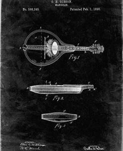 PP137- Black Grunge Gibson Mandolin A – Model Patent Poster