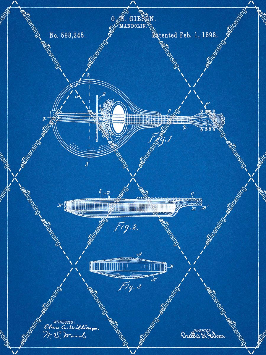 PP137- Blueprint Gibson Mandolin A – Model Patent Poster