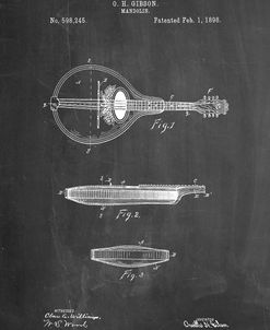 PP137- Chalkboard Gibson Mandolin A – Model Patent Poster