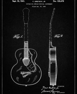 PP138- Vintage Black Gretsch 6022 Rancher Guitar Patent Poster