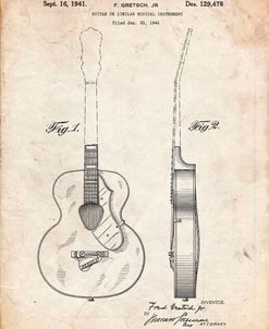PP138- Vintage Parchment Gretsch 6022 Rancher Guitar Patent Poster