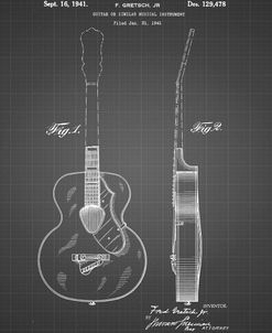 PP138- Black Grid Gretsch 6022 Rancher Guitar Patent Poster
