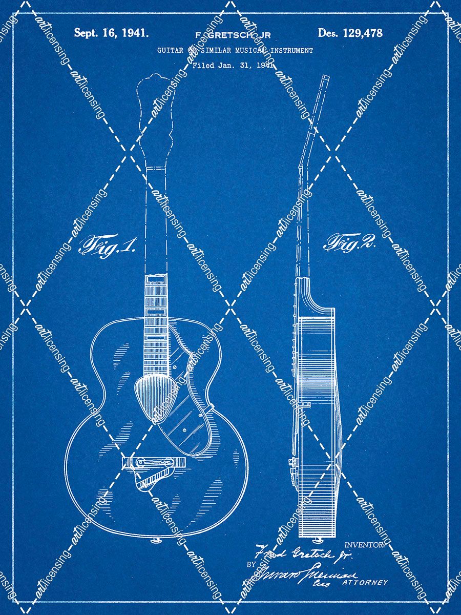 PP138- Blueprint Gretsch 6022 Rancher Guitar Patent Poster