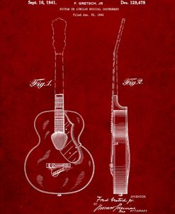 PP138- Burgundy Gretsch 6022 Rancher Guitar Patent Poster