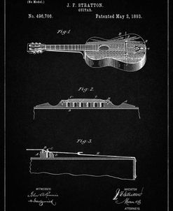 PP139- Vintage Black Stratton & Son Acoustic Guitar Patent Poster