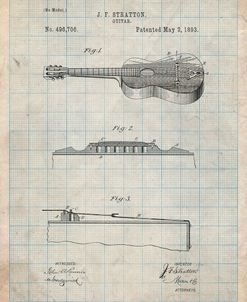 PP139- Antique Grid Parchment Stratton & Son Acoustic Guitar Patent Poster