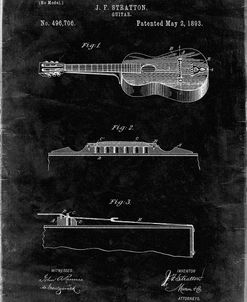 PP139- Black Grunge Stratton & Son Acoustic Guitar Patent Poster