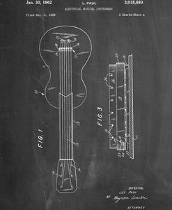 PP140- Chalkboard Gibson Les Paul Guitar Patent Poster