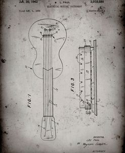 PP140- Faded Grey Gibson Les Paul Guitar Patent Poster