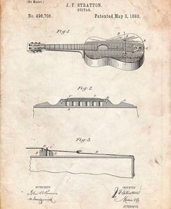 PP139- Vintage Parchment Stratton & Son Acoustic Guitar Patent Poster