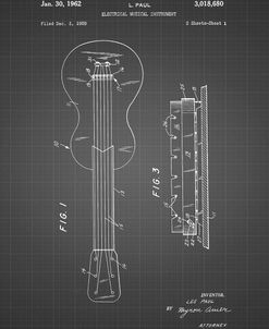PP140- Black Grid Gibson Les Paul Guitar Patent Poster