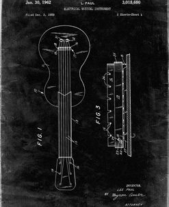 PP140- Black Grunge Gibson Les Paul Guitar Patent Poster
