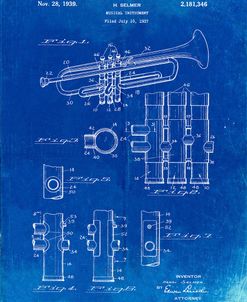 PP141- Faded Blueprint Selmer 1939 Trumpet Patent Poster