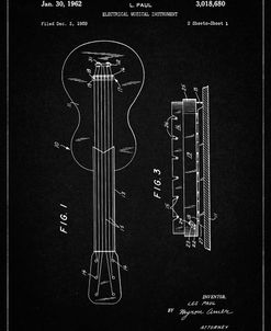 PP140- Vintage Black Gibson Les Paul Guitar Patent Poster
