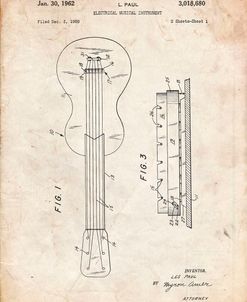 PP140- Vintage Parchment Gibson Les Paul Guitar Patent Poster