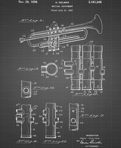 PP141- Black Grid Selmer 1939 Trumpet Patent Poster