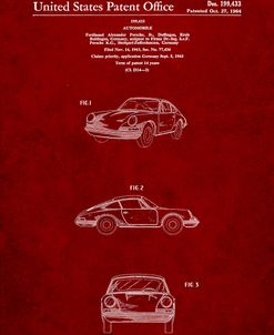 PP144- Burgundy 1964 Porsche 911  Patent Poster
